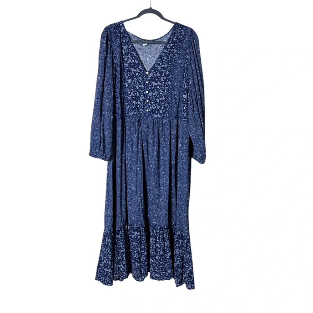 Old Navy Floral Tiered Maxi Dress XXL Cottagecore Peasant Fairycore Bohemian
